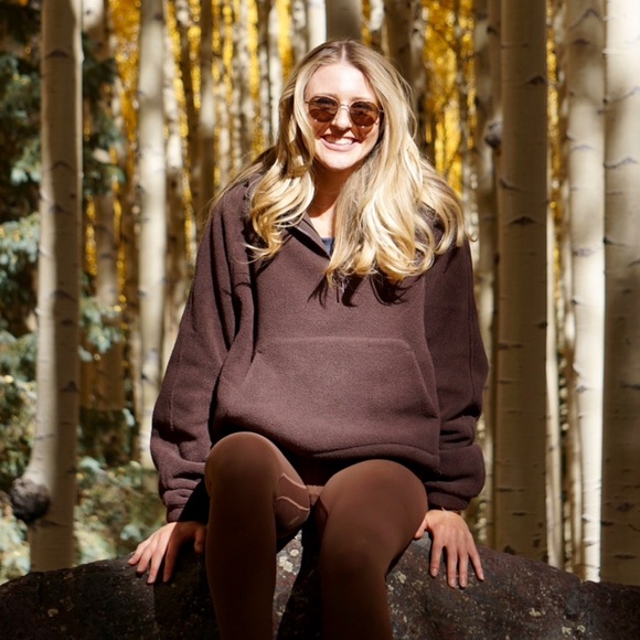 Outdoor Voices Brown Primo Fleece 1/4 Zip Hoodie - Picture 3 of 14